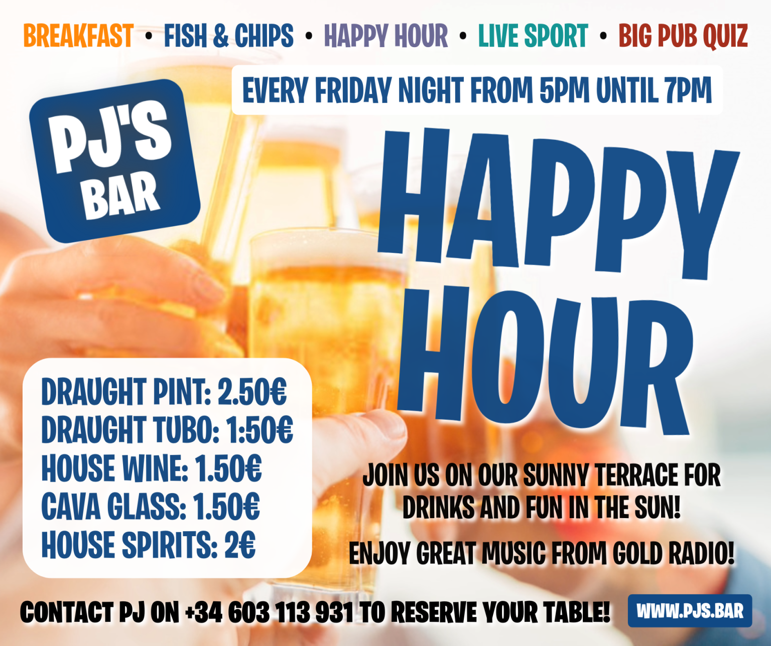 Happy hour at PJs Bar! Drinks deals & a great vibe!